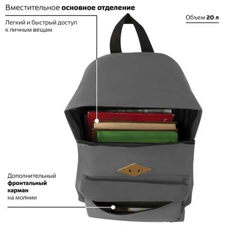 Рюкзак Brauberg Универсальный сити-формат один тон серый