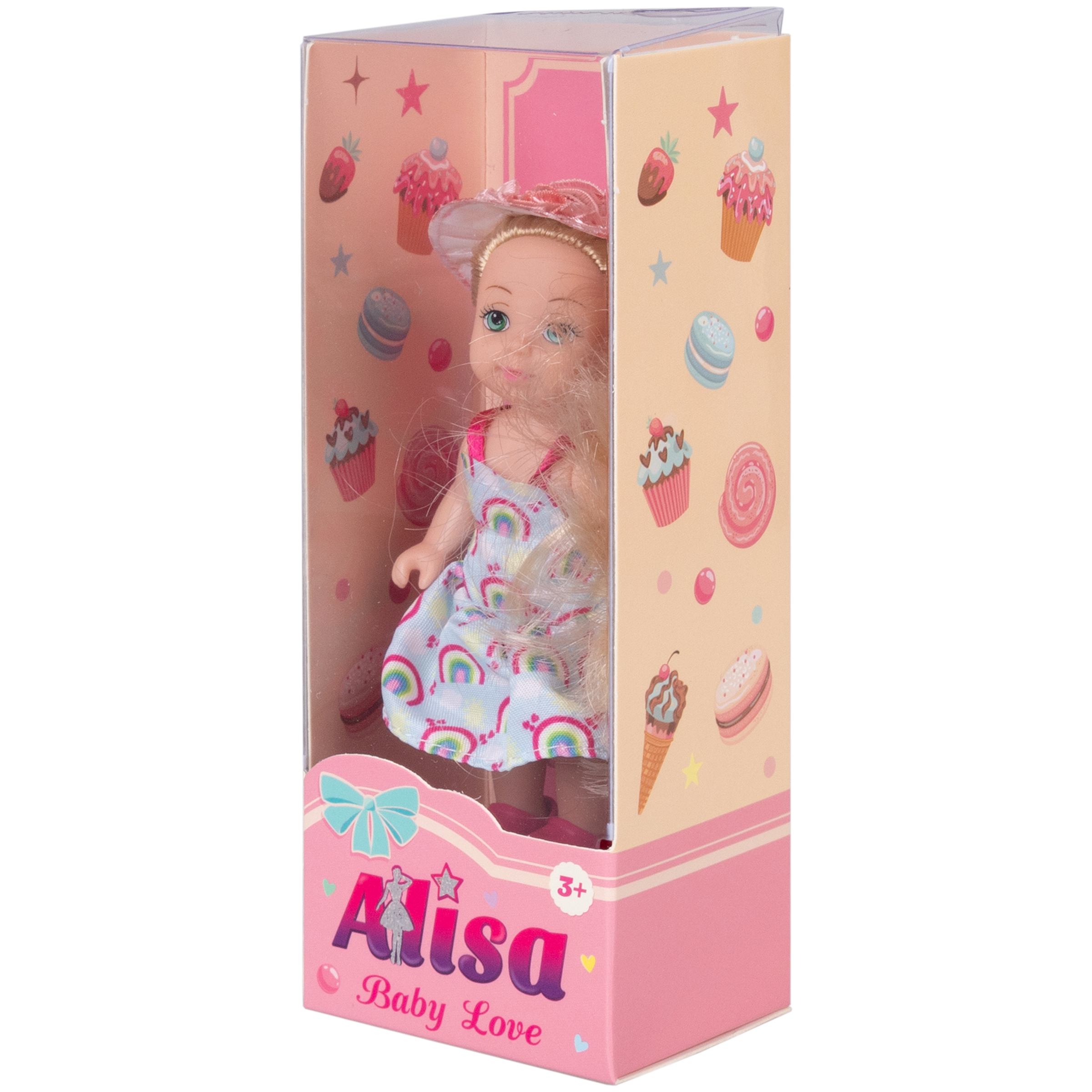 Кукла для девочки Alisa baby love 1TOY в летней малышка мини одежде в голубом платье с радугой 12 см Т25194-3 - фото 3