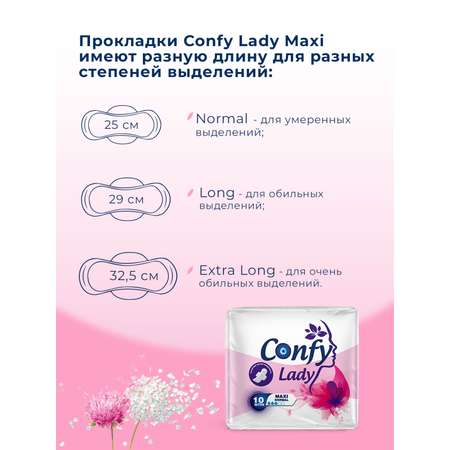 Прокладки CONFY Гигиенические женские Confy Lady MAXI NORMAL 10 шт