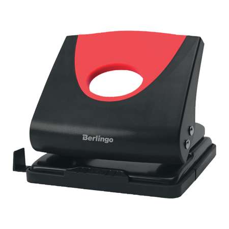 Дырокол Berlingo Office Soft 20 л пластиковый красный с линейкой