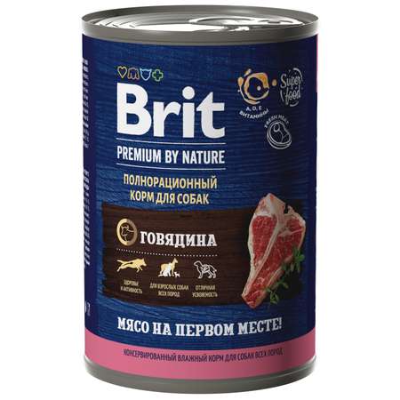 Корм для собак Brit Premium для всех пород с говядиной консервированный 410г