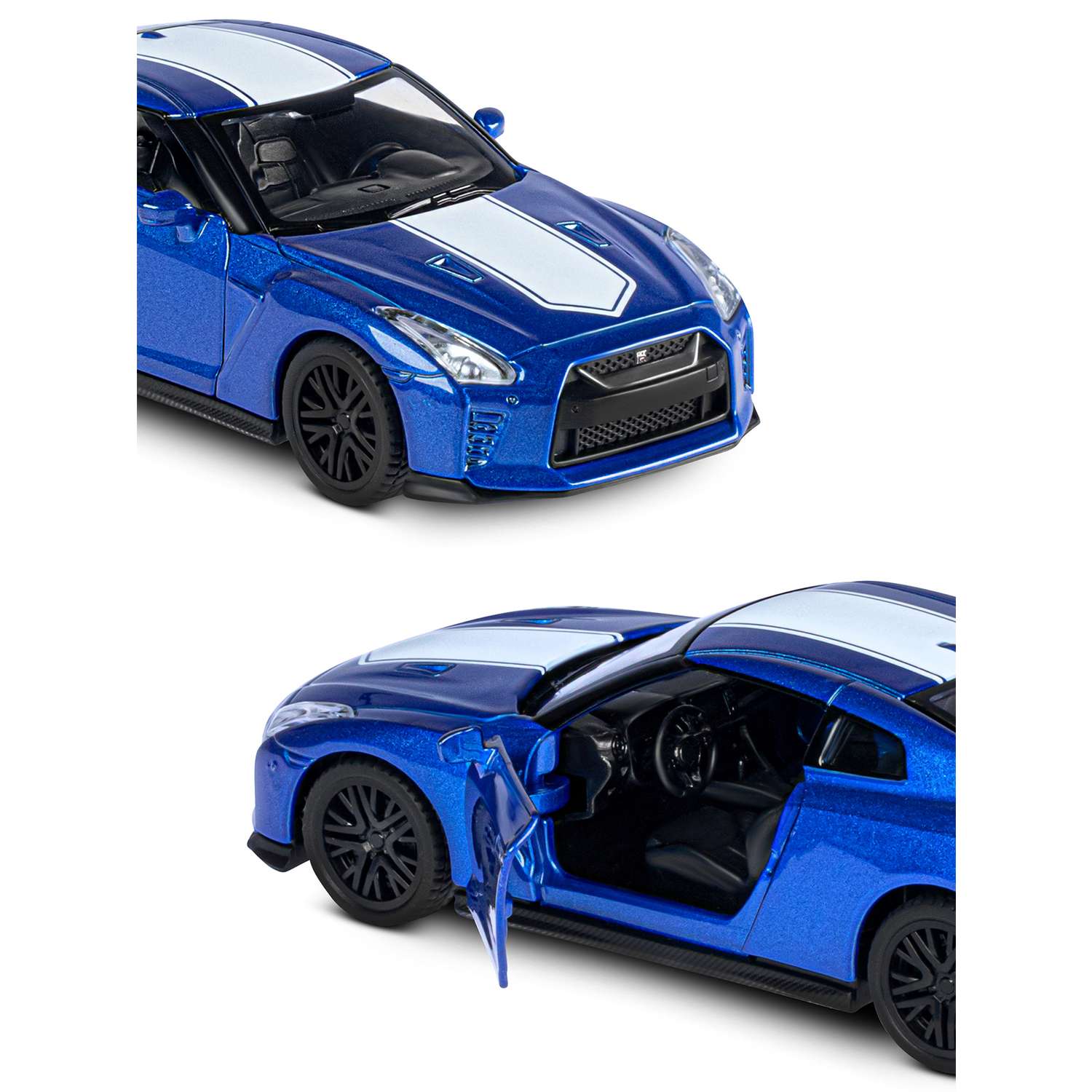 Машинка металлическая АВТОпанорама игрушка детская Nissan GT-R 1:42 синий JB1251577 - фото 7
