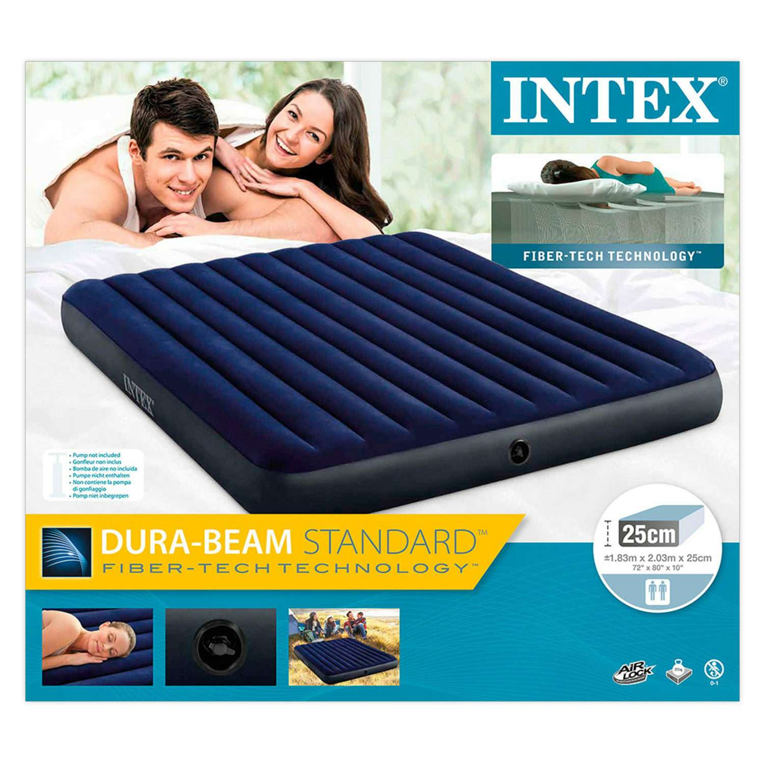Надувной матрас INTEX кровать бим стандарт кинг 183х203х25 см - фото 3