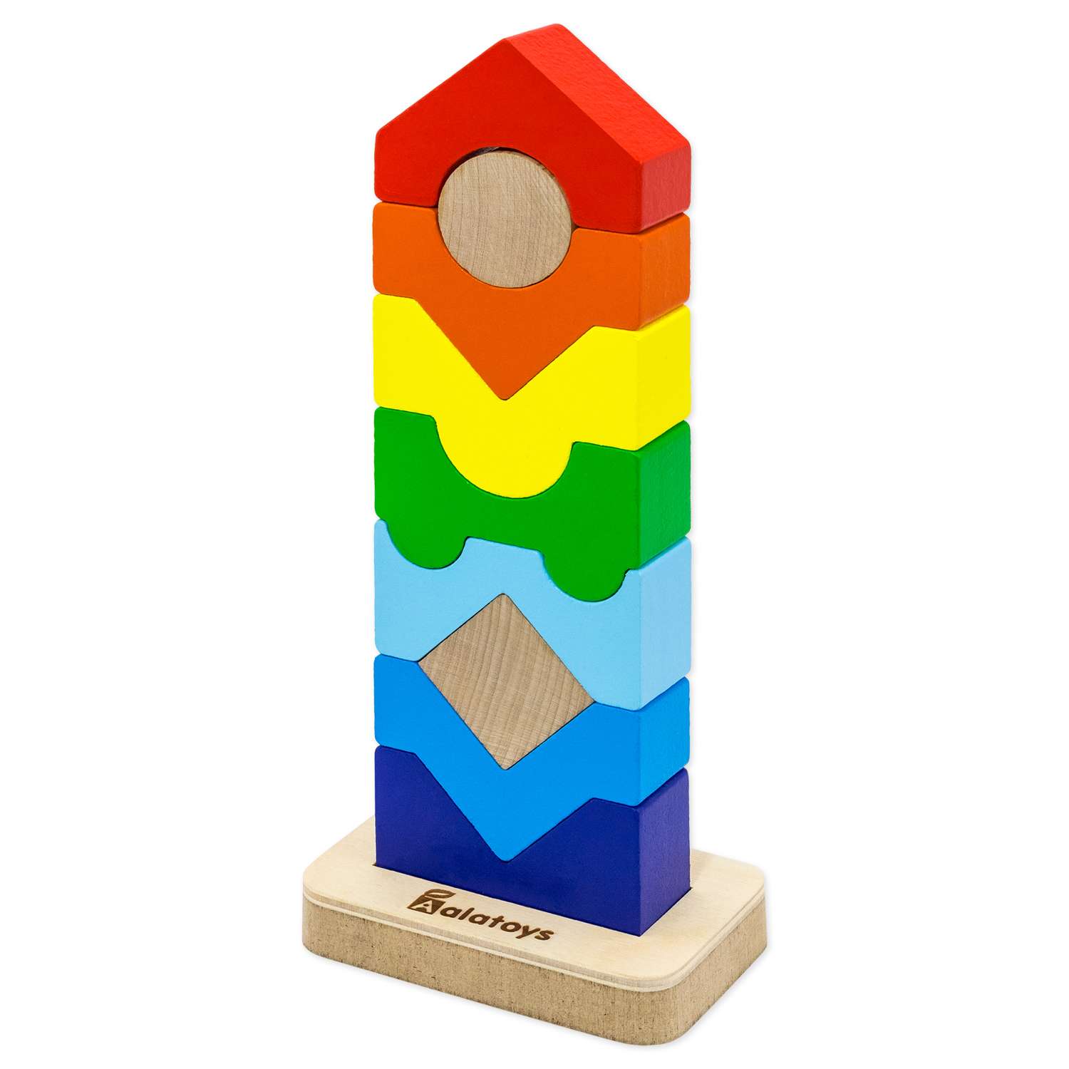 Пирамидка деревянная Башня Alatoys развивающая обучающая Монтессори игрушка для малышей - фото 10