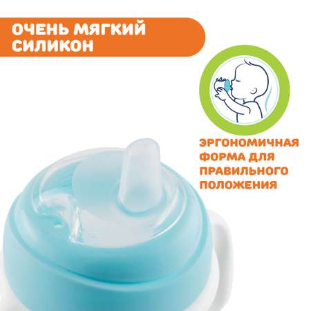 Поильник-непроливайка CHICCO детский transition cup с мягким носиком от 4 месяцев голубой