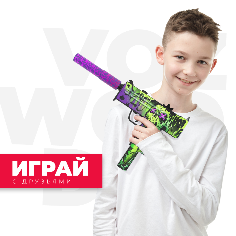 Игрушечный пистолет-пулемет VozWooden Mac-10 Растаявший деревянный - фото 7