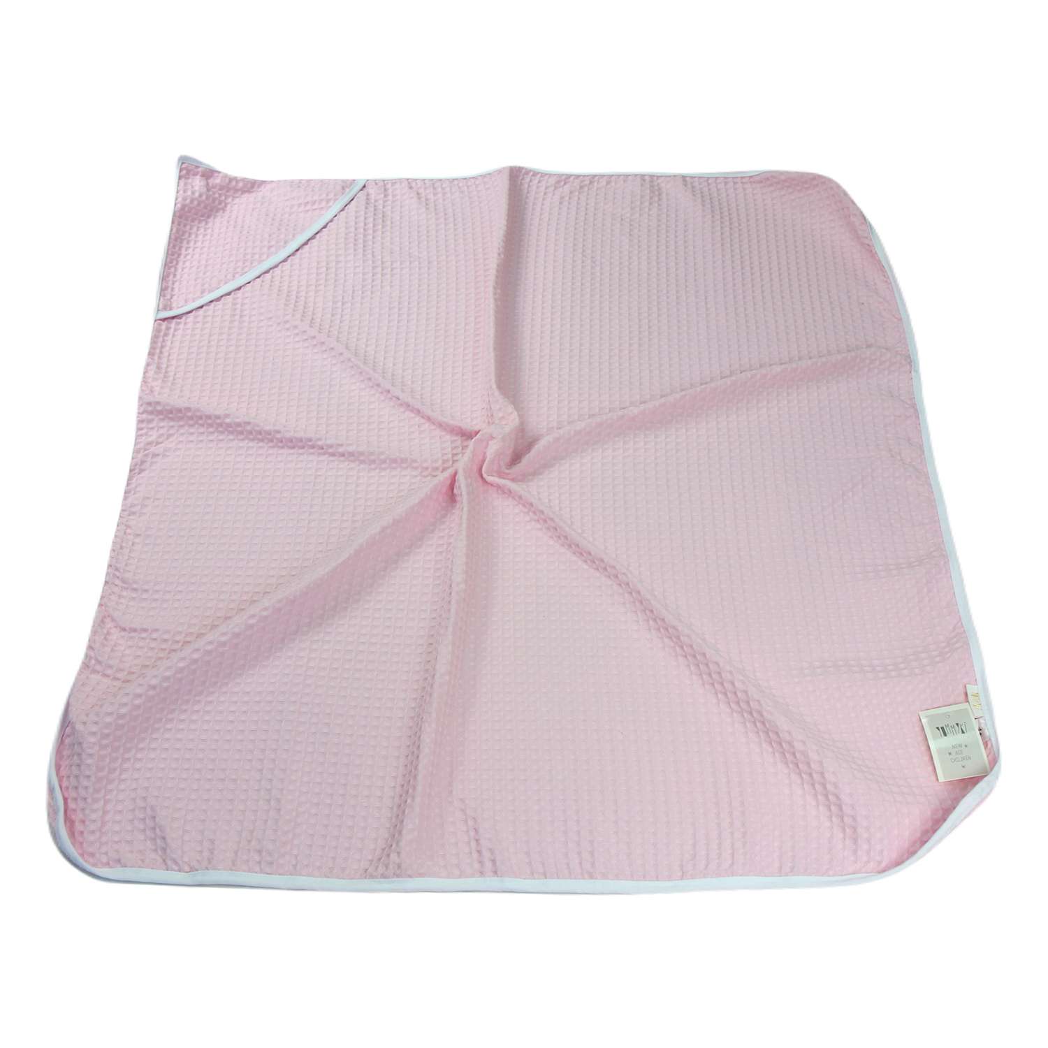 Полотенце с капюшоном YUMMYKI вафельное с уголком 110х110 см розовое - фото 3