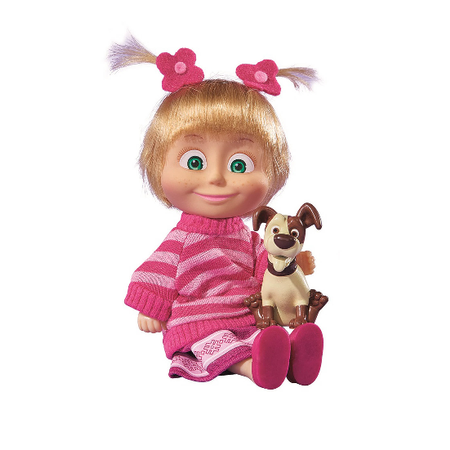 Кукла Simba Маша и медведь Маша в розовой кофточке с собачкой