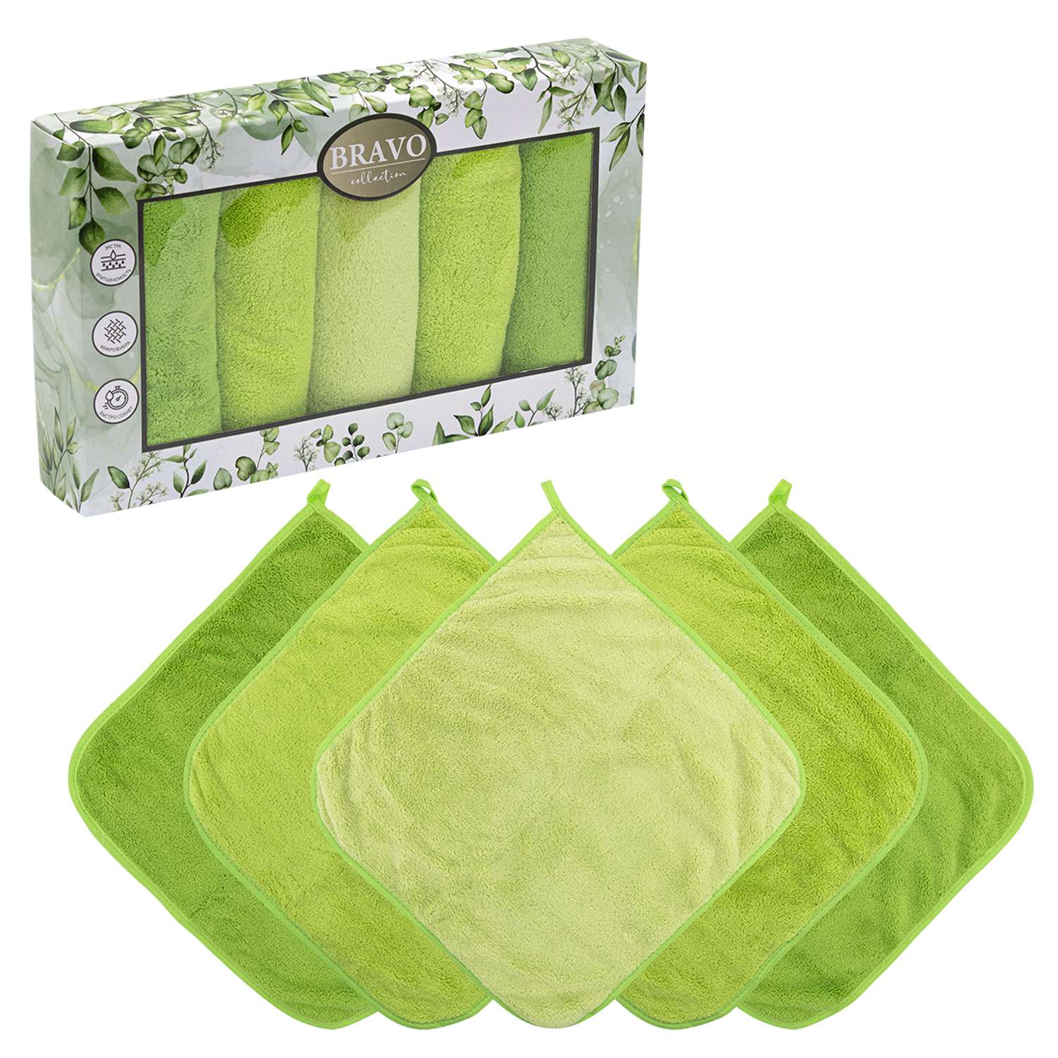 Комплект полотенец для кухни Bravo Сезон 30х30 см 5 шт зеленые - фото 2