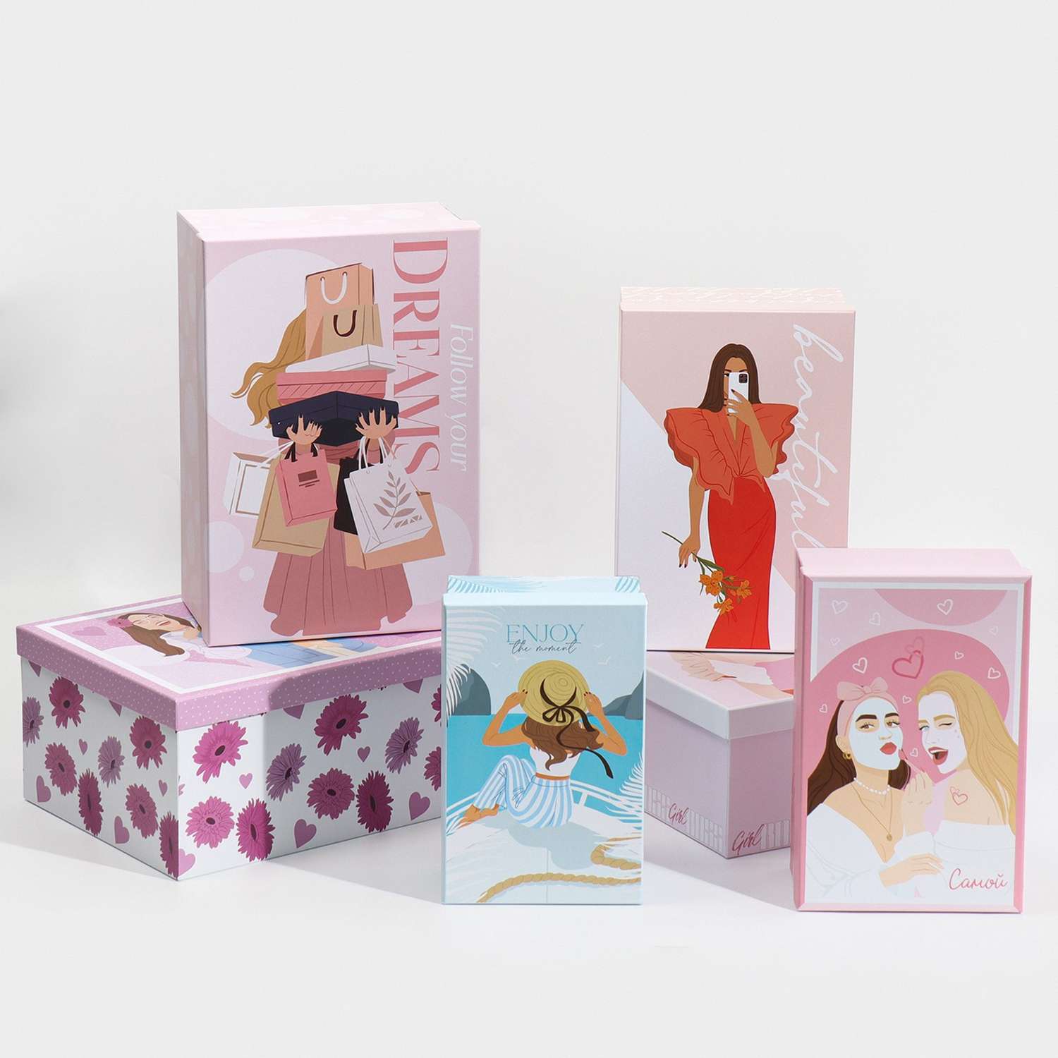 Набор коробк Дарите Счастье подарочных 6 в 1 «Girls» 20 х 12.5 х 7.5 ‒ 32.5 х 20 х 12.5 см - фото 1