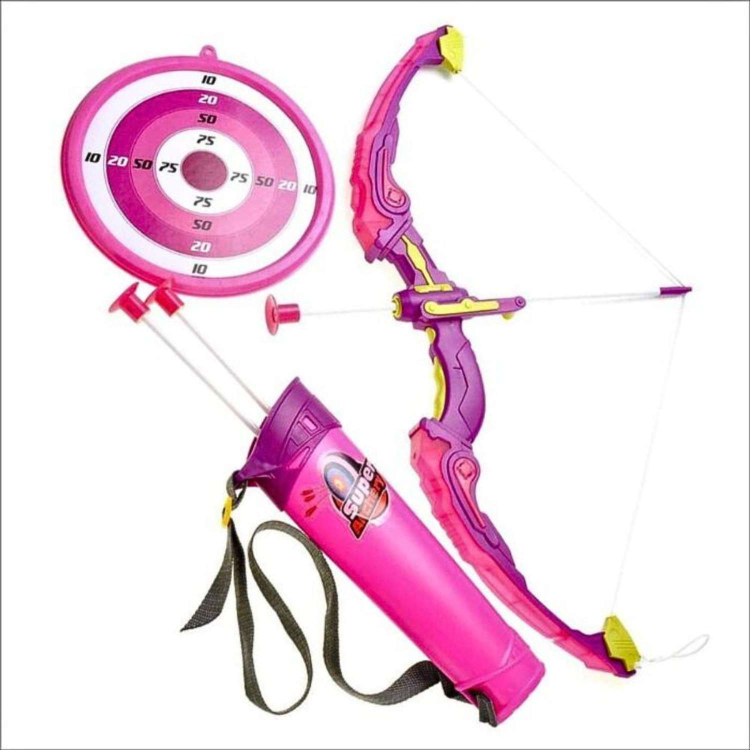 Лук со стрелами на присосках MagicStyle Игрушечное оружие с подсветкой колчаном и мишенью в наборе для девочек - фото 2