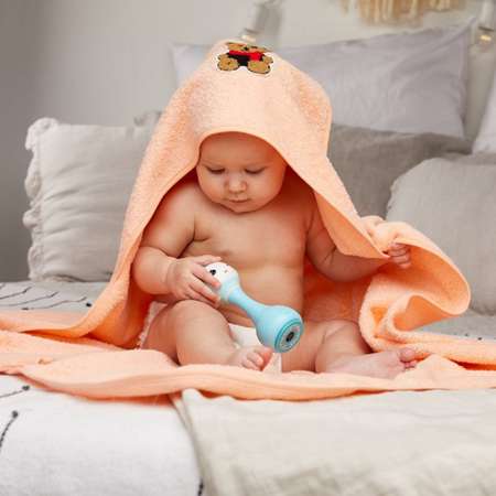 Комплект для купания Forsalon махровый полотенце и варежка цвет персиковый