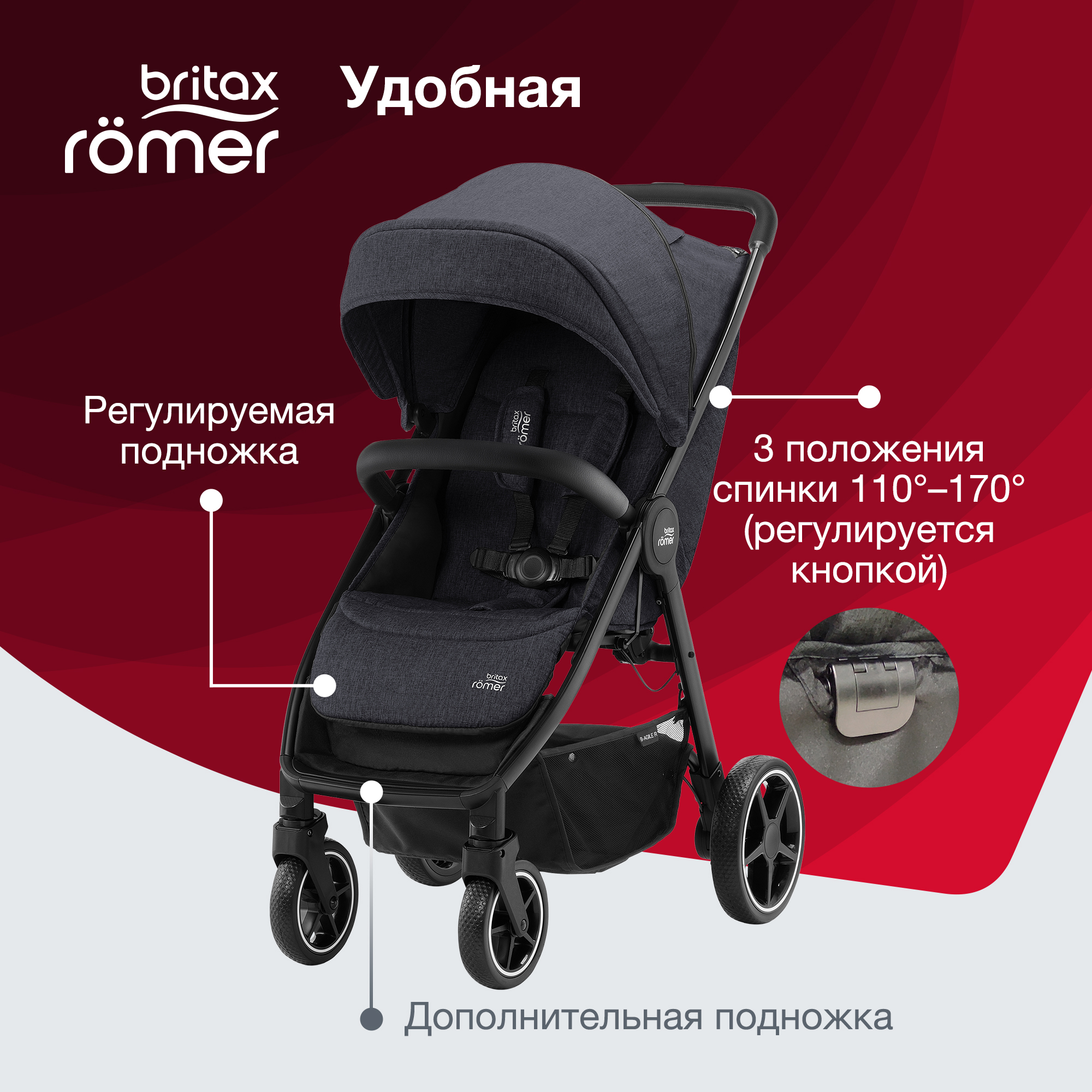 Коляска Britax Roemer B-Agile R Shadow-black - фото 4