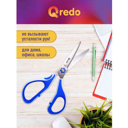 Ножницы Qredo 17 см ERGO-GO 3D лезвие эргономичные ручки белый зеленый пластик прорезиненные