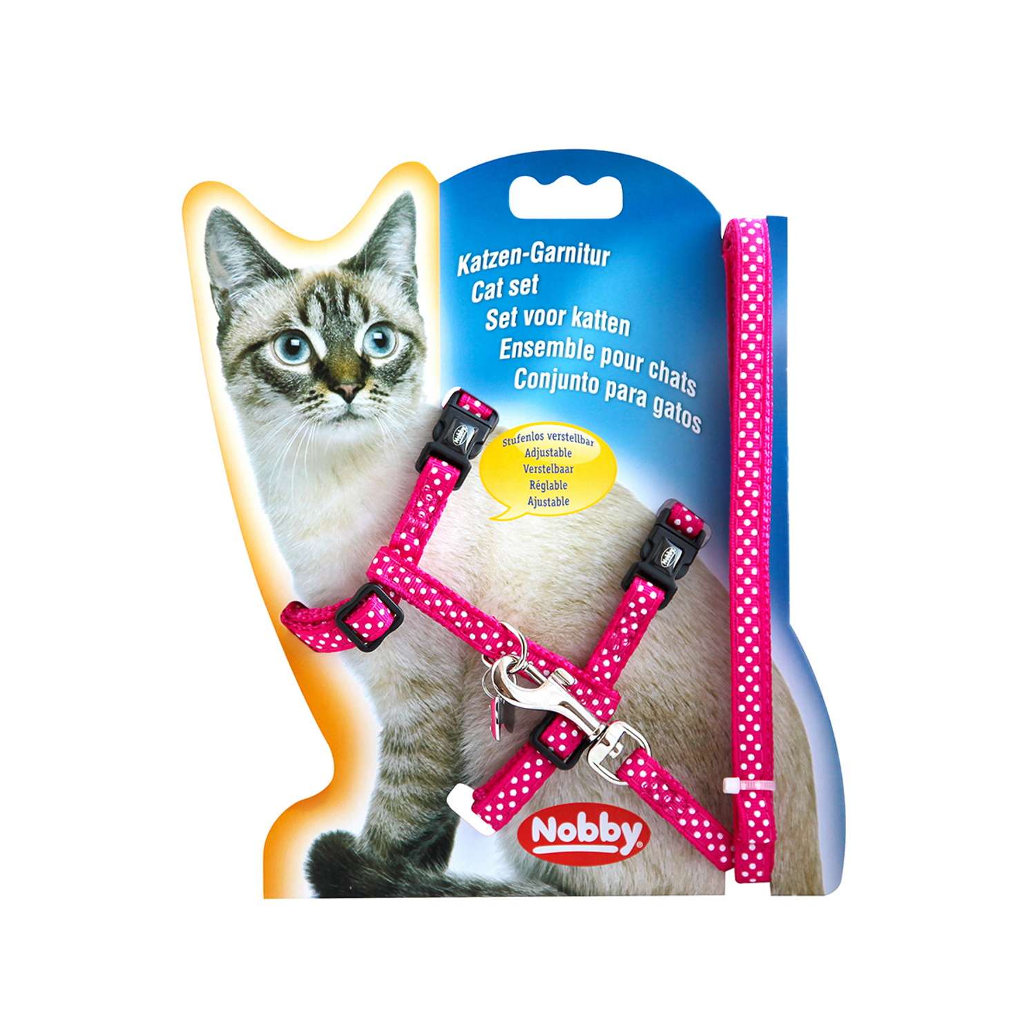 Шлейка для кошек Nobby Горошек Розовая - фото 1