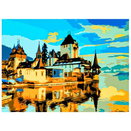 Картина по номерам Рыжий кот Замок у озера 22х30 см