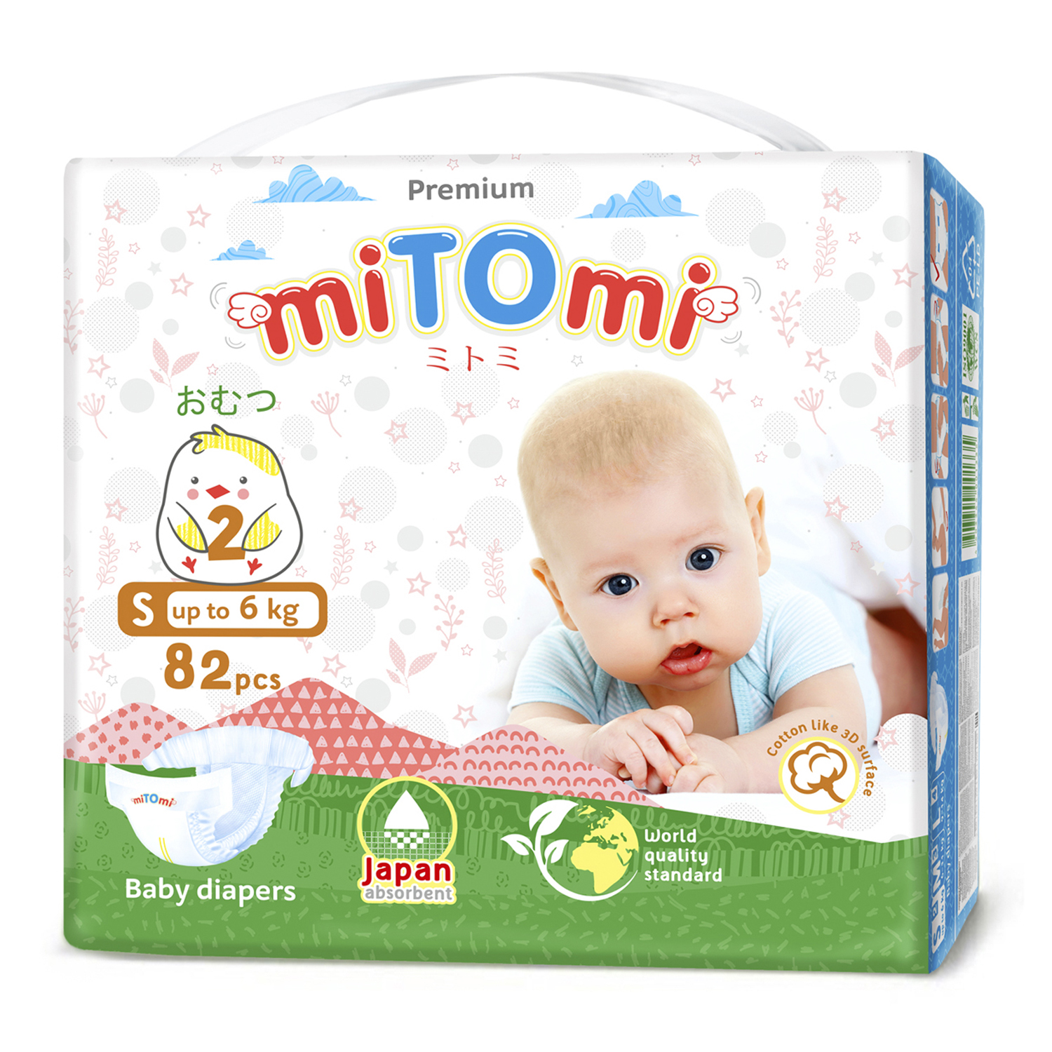 Подгузники miTOmi Premium S до 6 кг 82 шт - фото 1