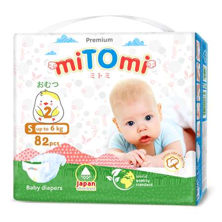 Подгузники miTOmi Premium S до 6 кг 82 шт