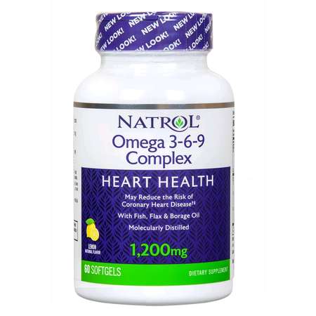 Биологически активная добавка Natrol Omega 3-6-9 complex нейтральный 60капсул