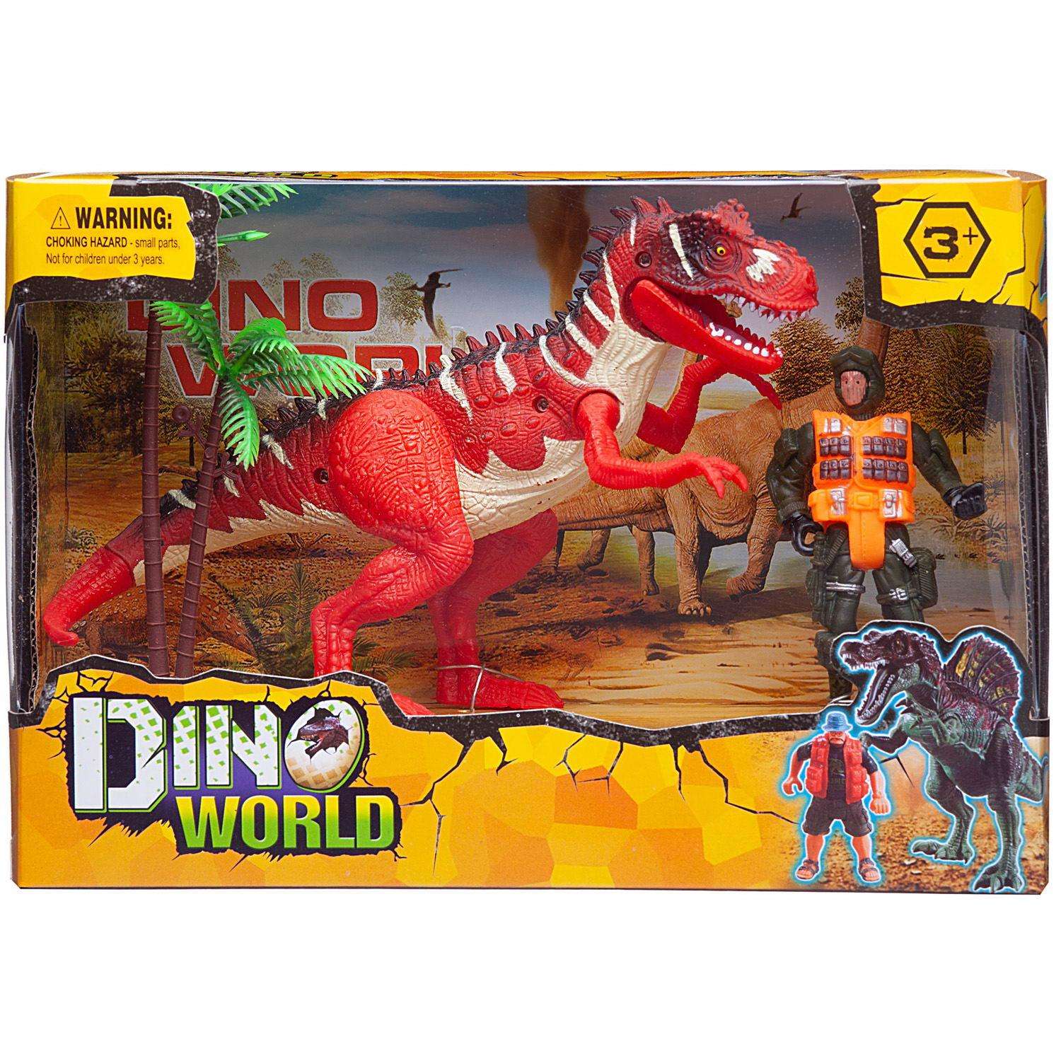 Игровой набор Junfa Мир динозавров 1 большой и фигурка человека с аксессуарами - фото 1