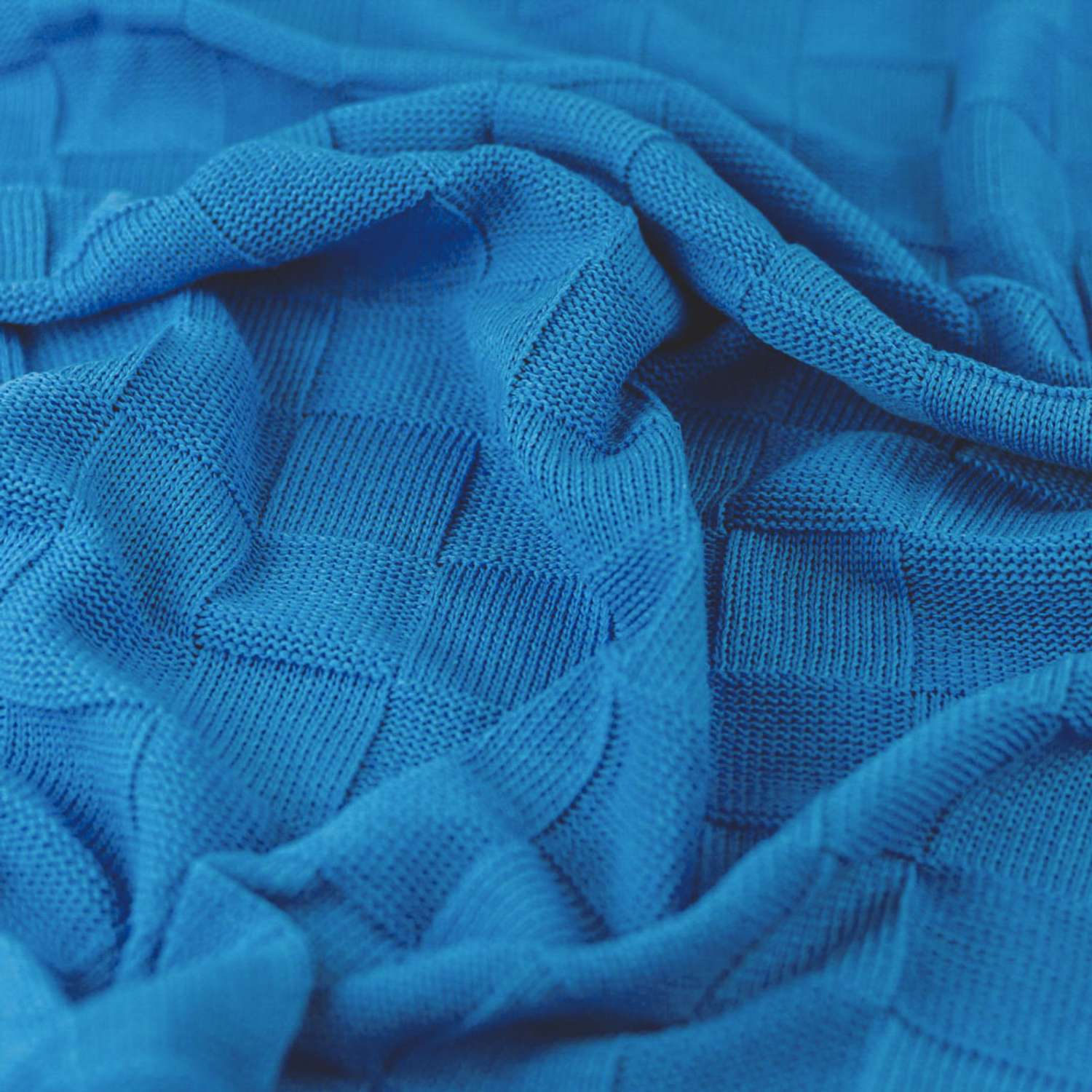 Плед-покрывало детский вязаный WARM WHIFF D-08 голубой конверт на выписку одеяло в коляску в кроватку на лето 90x110 - фото 4