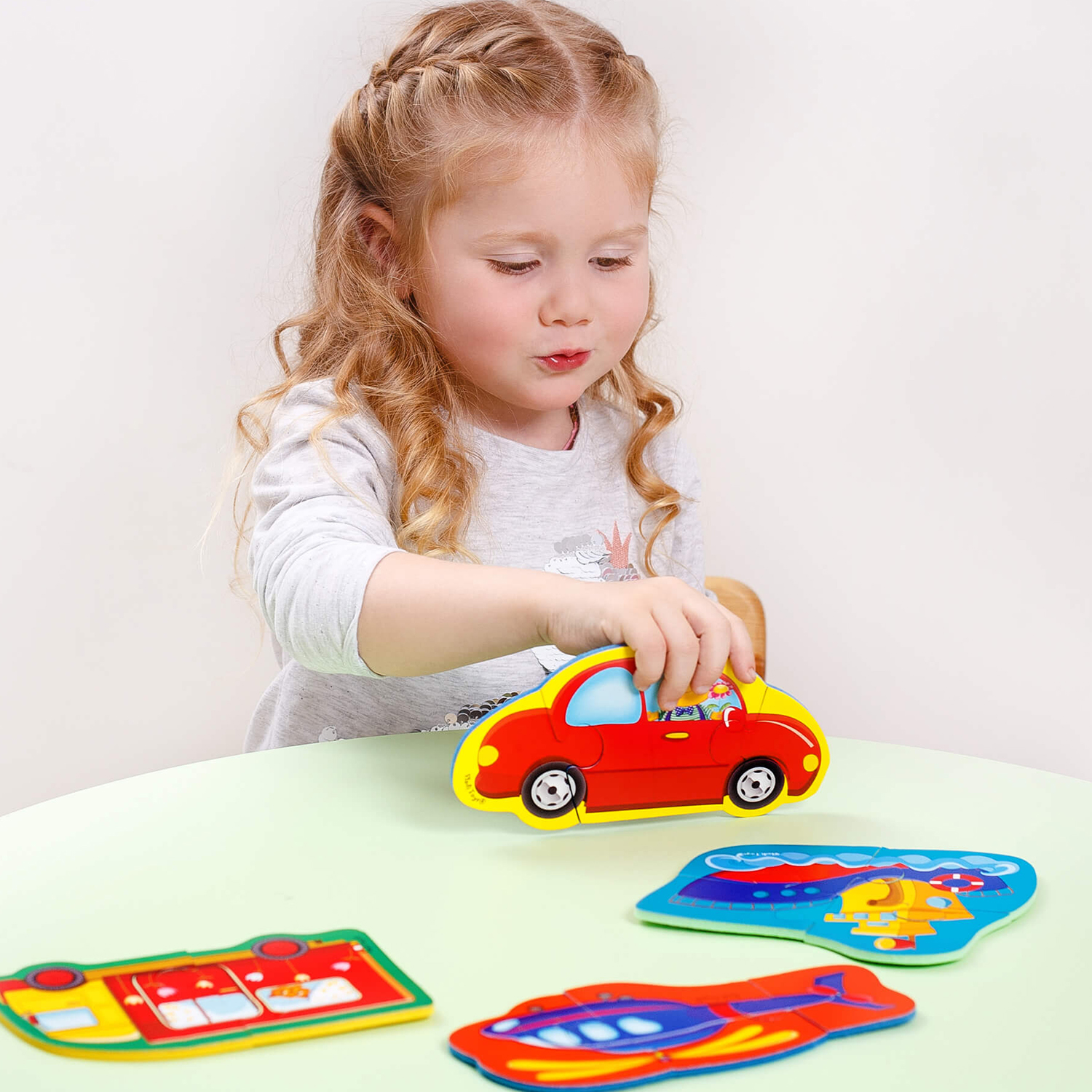 Пазл Vladi Toys мягкие Baby puzzle Транспорт 4 картинки - фото 3