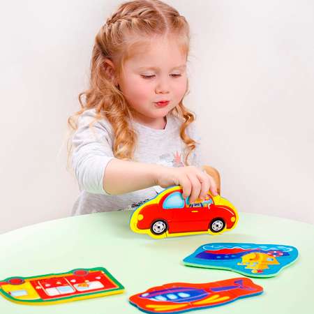 Пазл Vladi Toys мягкие Baby puzzle Транспорт 4 картинки