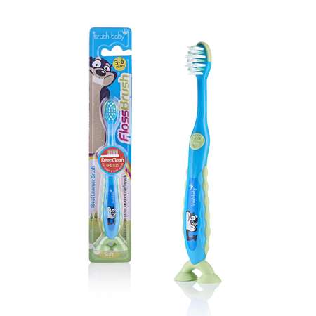 Зубная щетка Brush-Baby FlossBrush NEW от 3-6 лет голубая