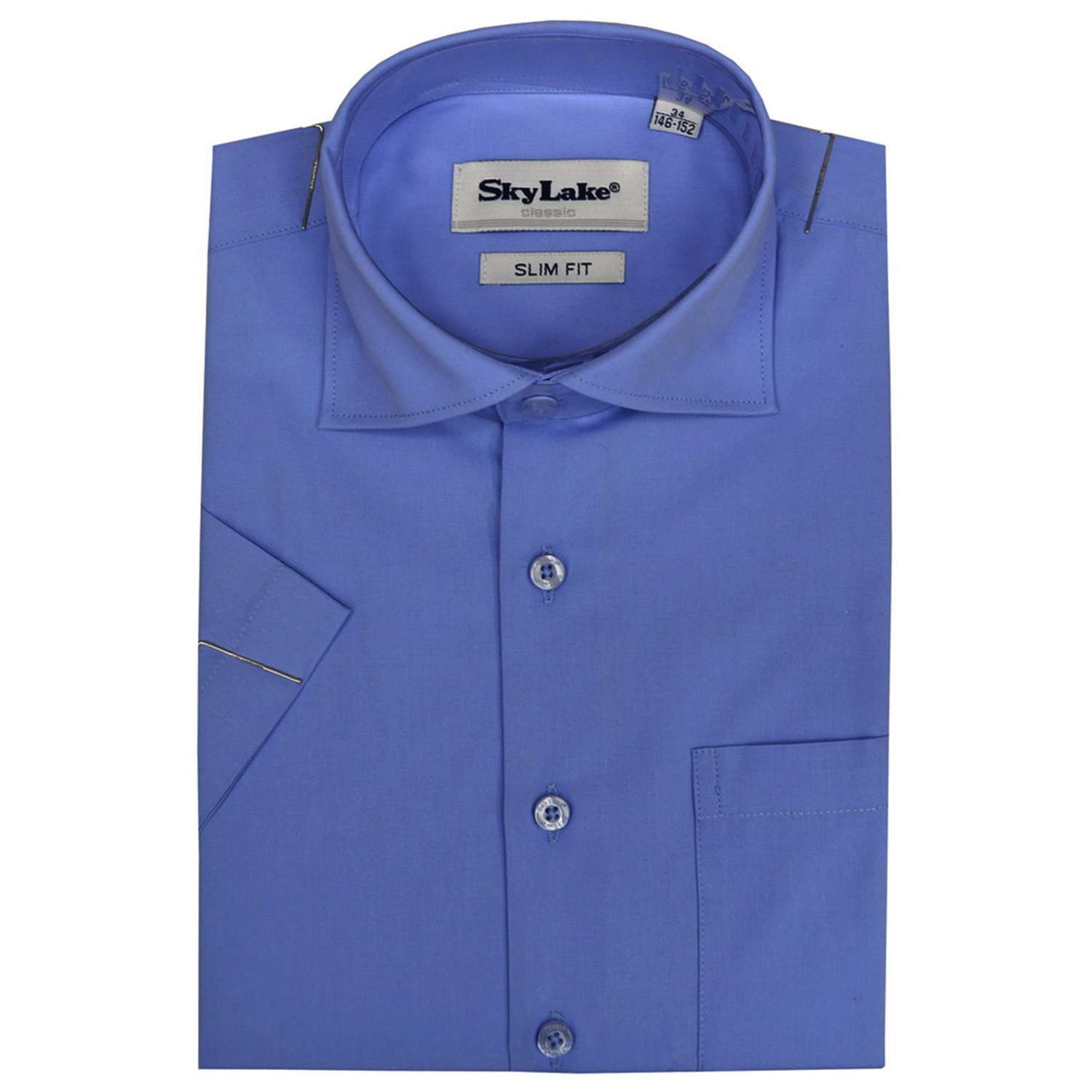 Рубашка Sky Lake 1211 CLASSIC SLIM FIT кор.рукав синий - фото 2