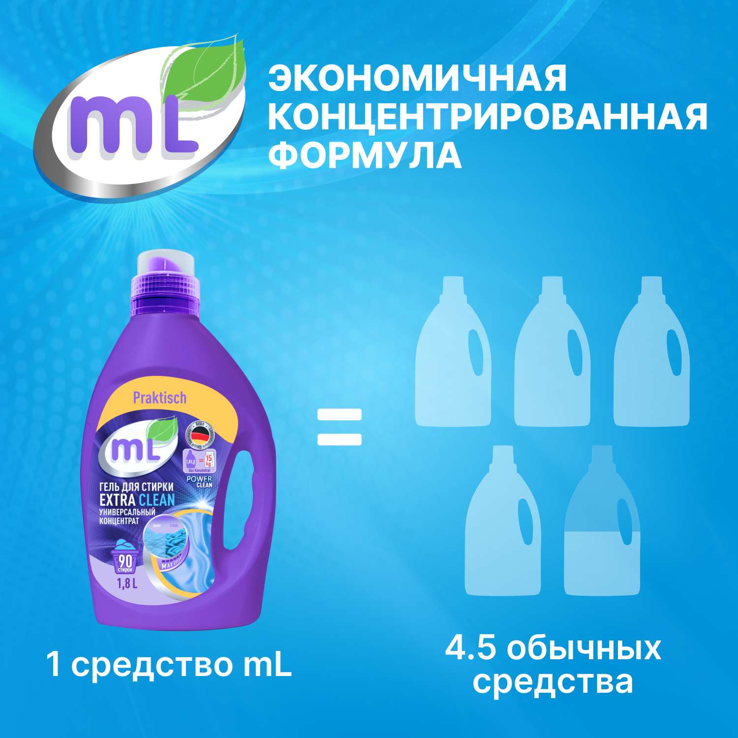 Гель для стирки ML Extra Clean универсальный 1.8л - фото 3