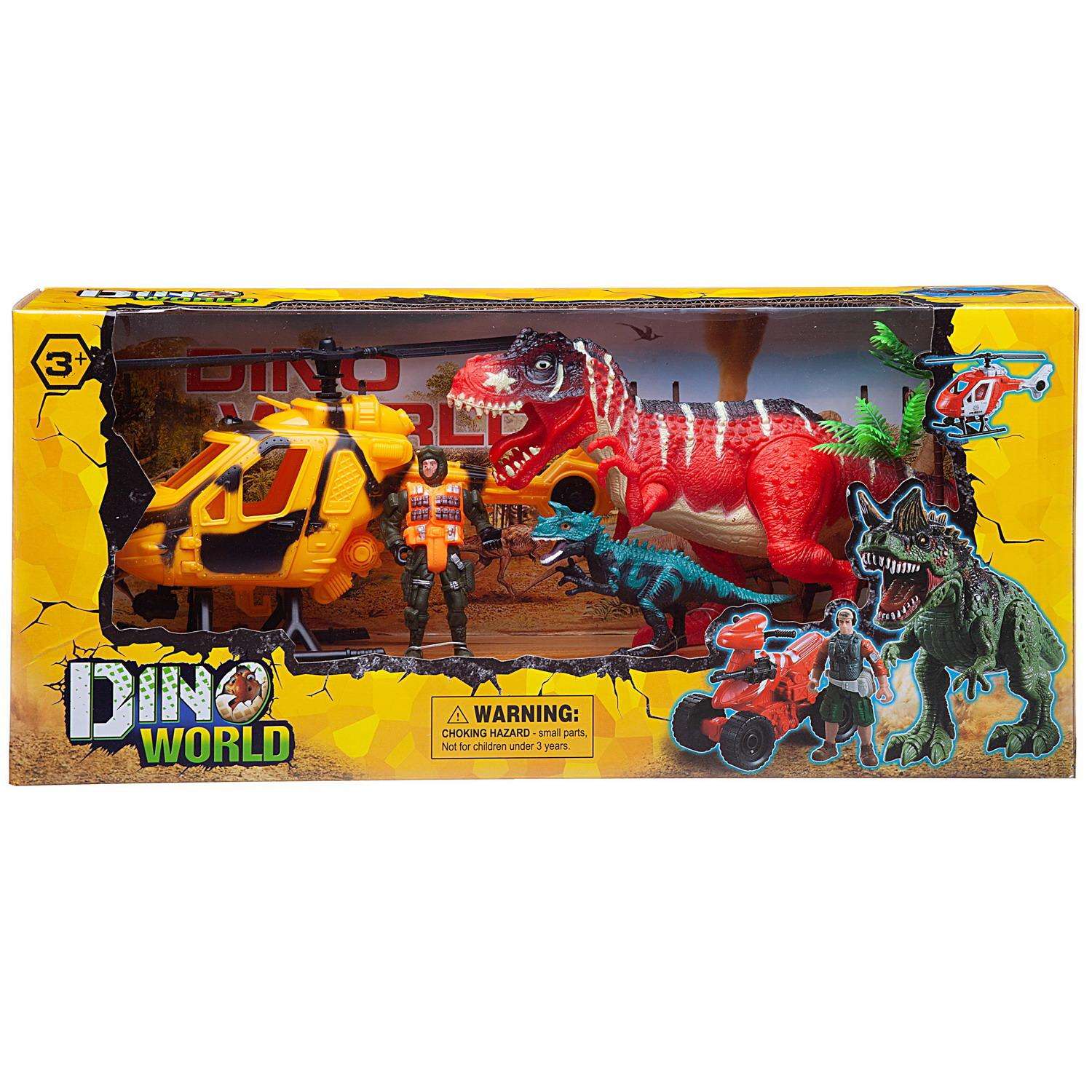 Игровой набор Мир динозавров Junfa 2 Животных Вертолет Фигурка человека Аксессуары - фото 3