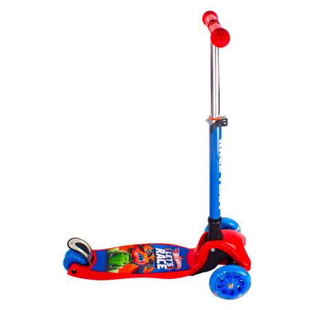 Самокат детский трехколесный Hot Wheels управление наклоном кикборд для мальчика со светящимися колесами