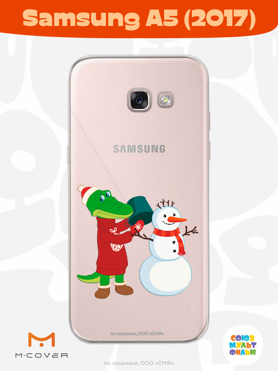 Силиконовый чехол Mcover для смартфона Samsung A5 (2017) Союзмультфильм Крокодил Гена и снеговик - фото 3