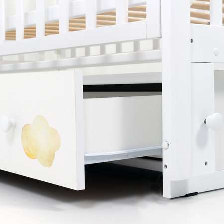 Детская кроватка Топотушки Сильвия-7 прямоугольная, поперечный маятник (белый)