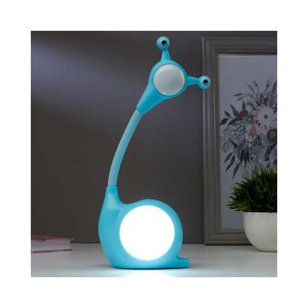 Настольная лампа NPOSS детская с USB-зарядкой Улитка голубая