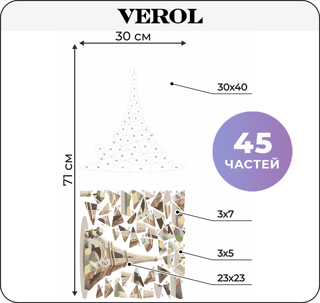 Набор для творчества VEROL Эйфелева башня рисуем наклейками по номерам - фото 2