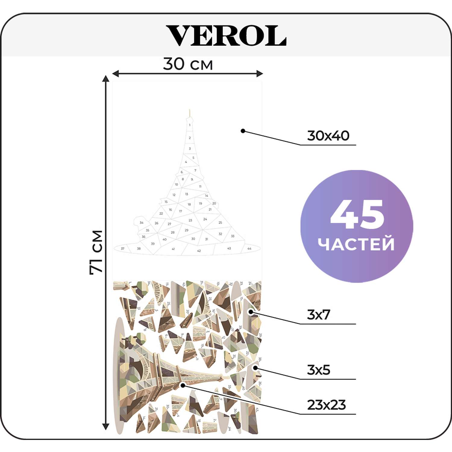Набор для творчества VEROL Эйфелева башня рисуем наклейками по номерам - фото 2