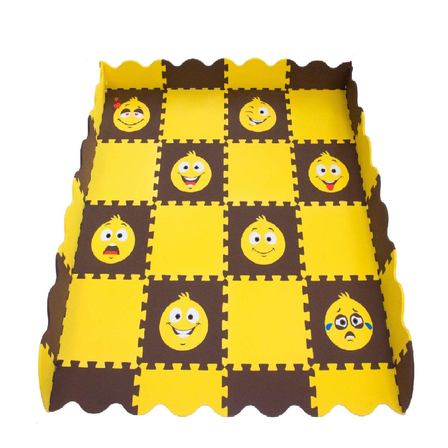 Развивающий детский коврик Eco cover игровой для ползания мягкий пол Смайлики 33х33 - фото 2