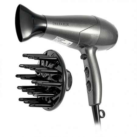 Фен для волос Delta Lux DE-5000 диффузор 2200 Вт Холодный воздух цвет серый