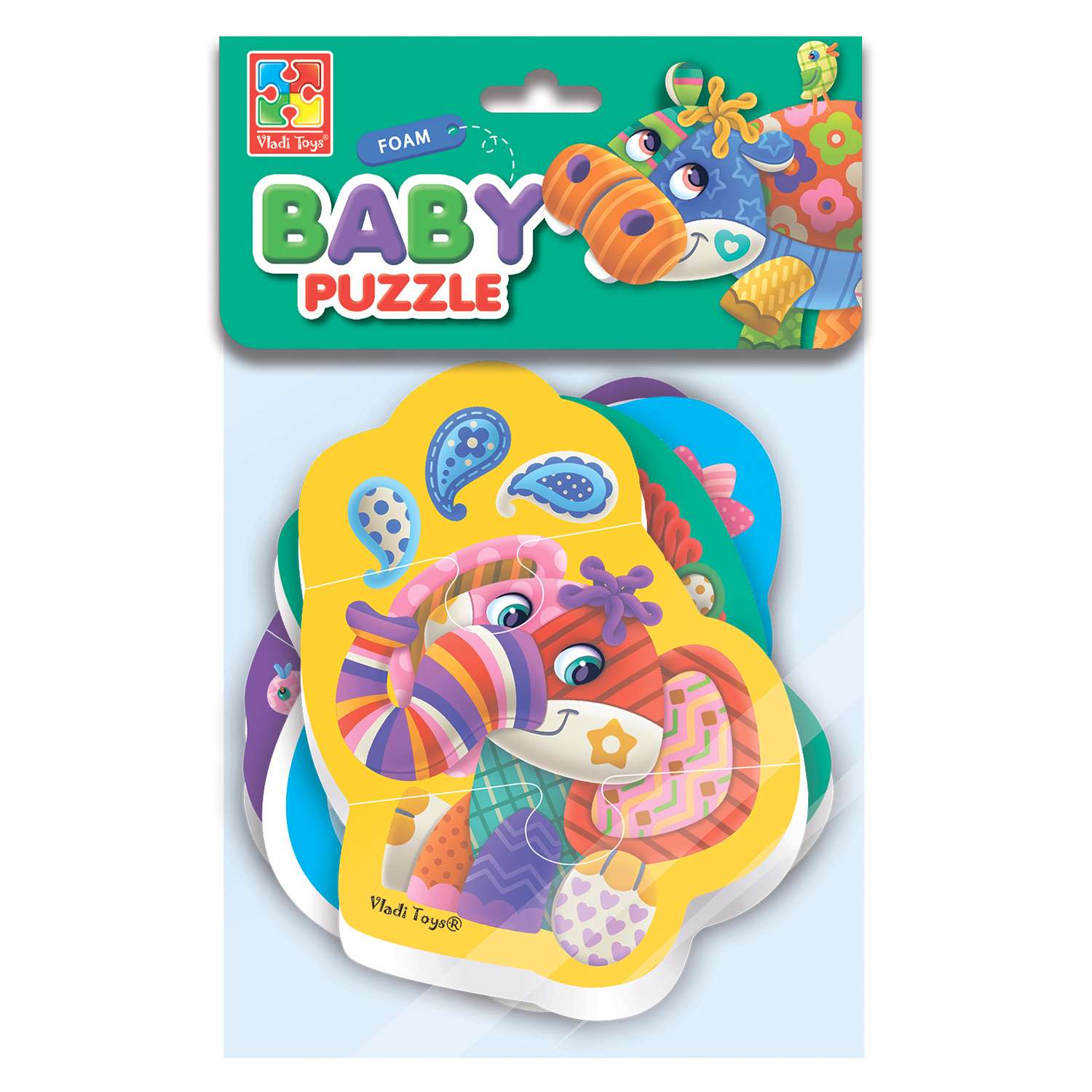 Пазлы Vladi Toys мягкие Baby Puzzle Чудо зоопарк 4 картинки 12 элементов - фото 1