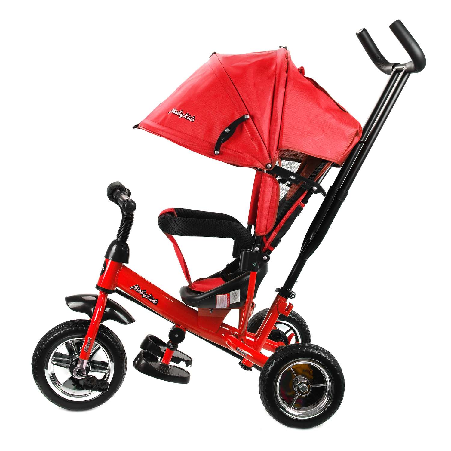 Велосипед трехколесный Moby Kids Start 10x8 EVA Красный с ручкой - фото 1