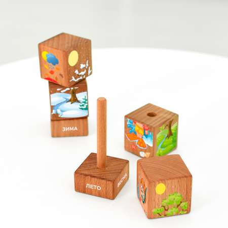 Кубики деревянные на оси Мега Тойс Времена года