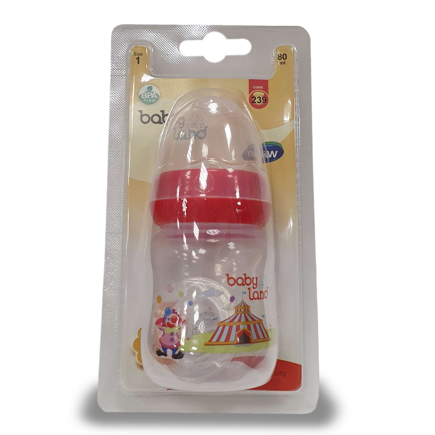 Бутылочка Baby Land 80мл с силиконовой соской красный - фото 2