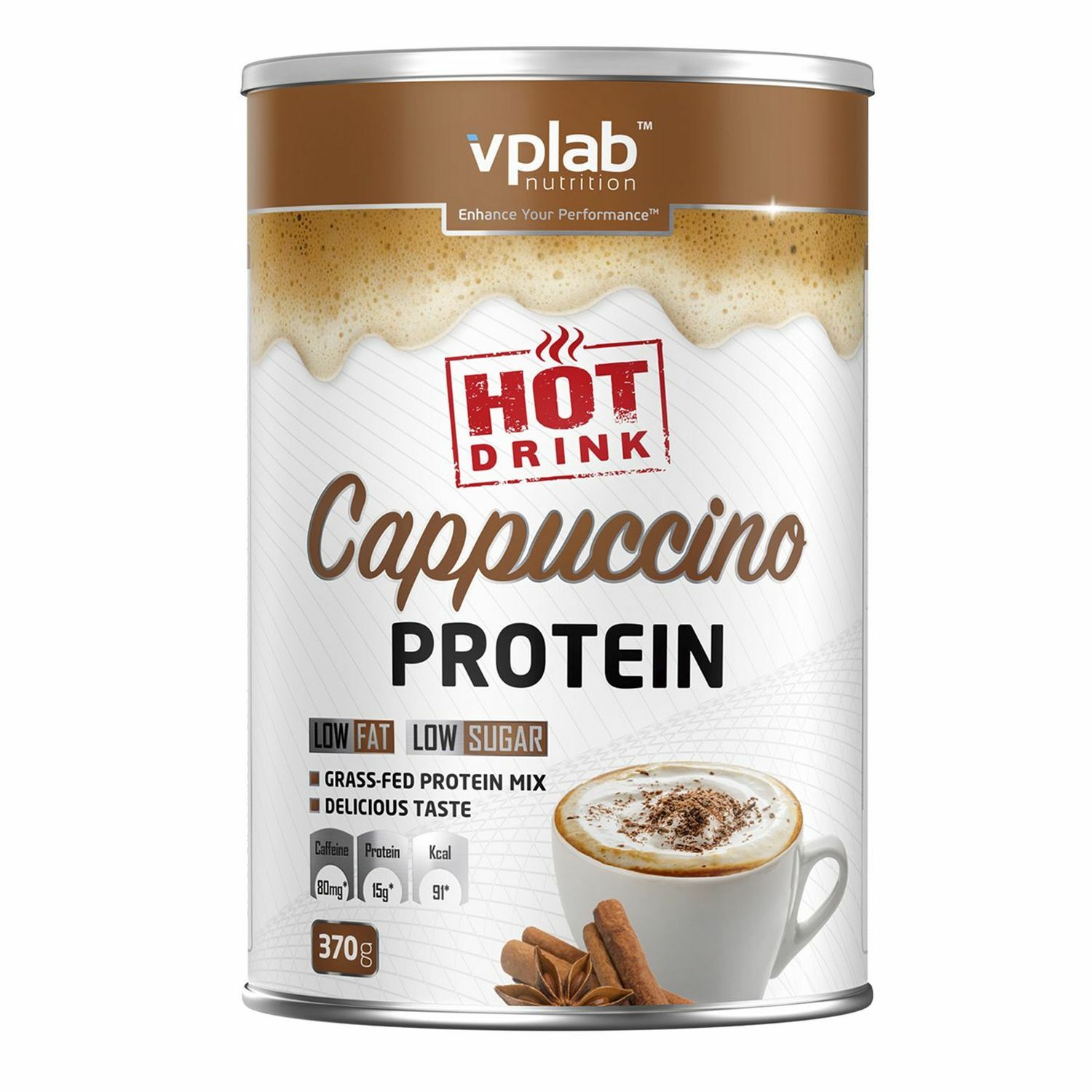 Продукт диетический VPLAB Hot Protein капучино с кофеином 370г - фото 1