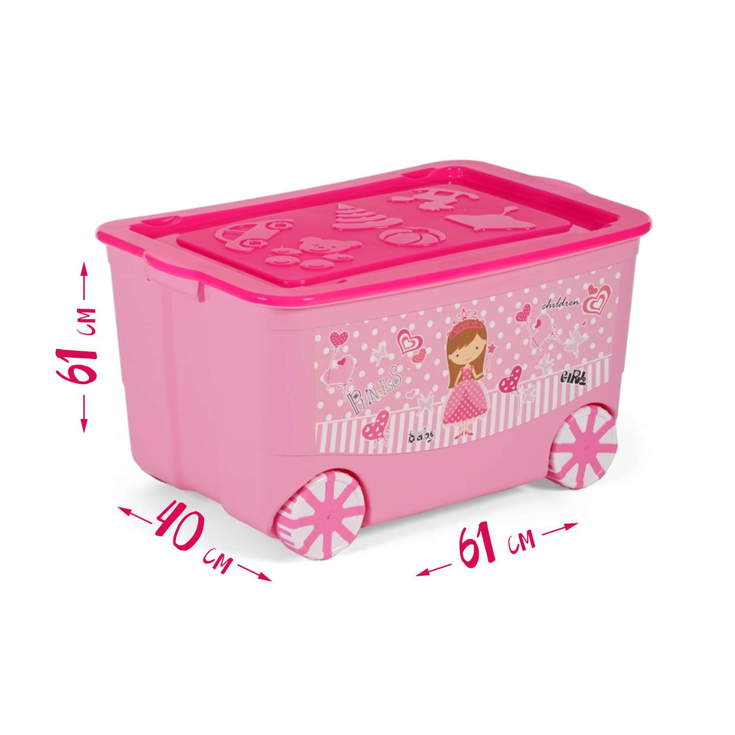 Ящик для игрушек elfplast KidsBox на колёсах розовый - фото 3