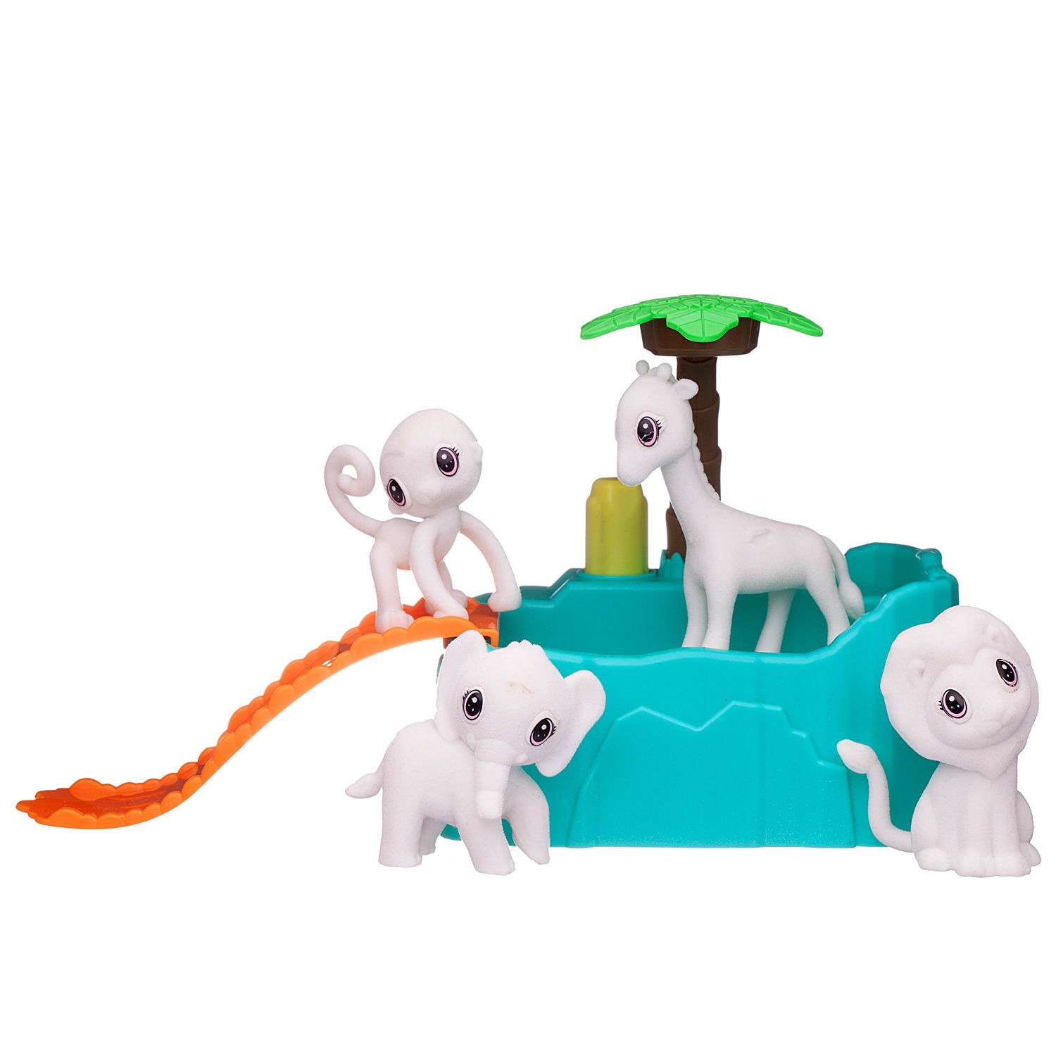 Набор для творчества Junfa Любимые животные в бассейне с душем 4 фигурки 6 фломастеров щетка раскраска - фото 4