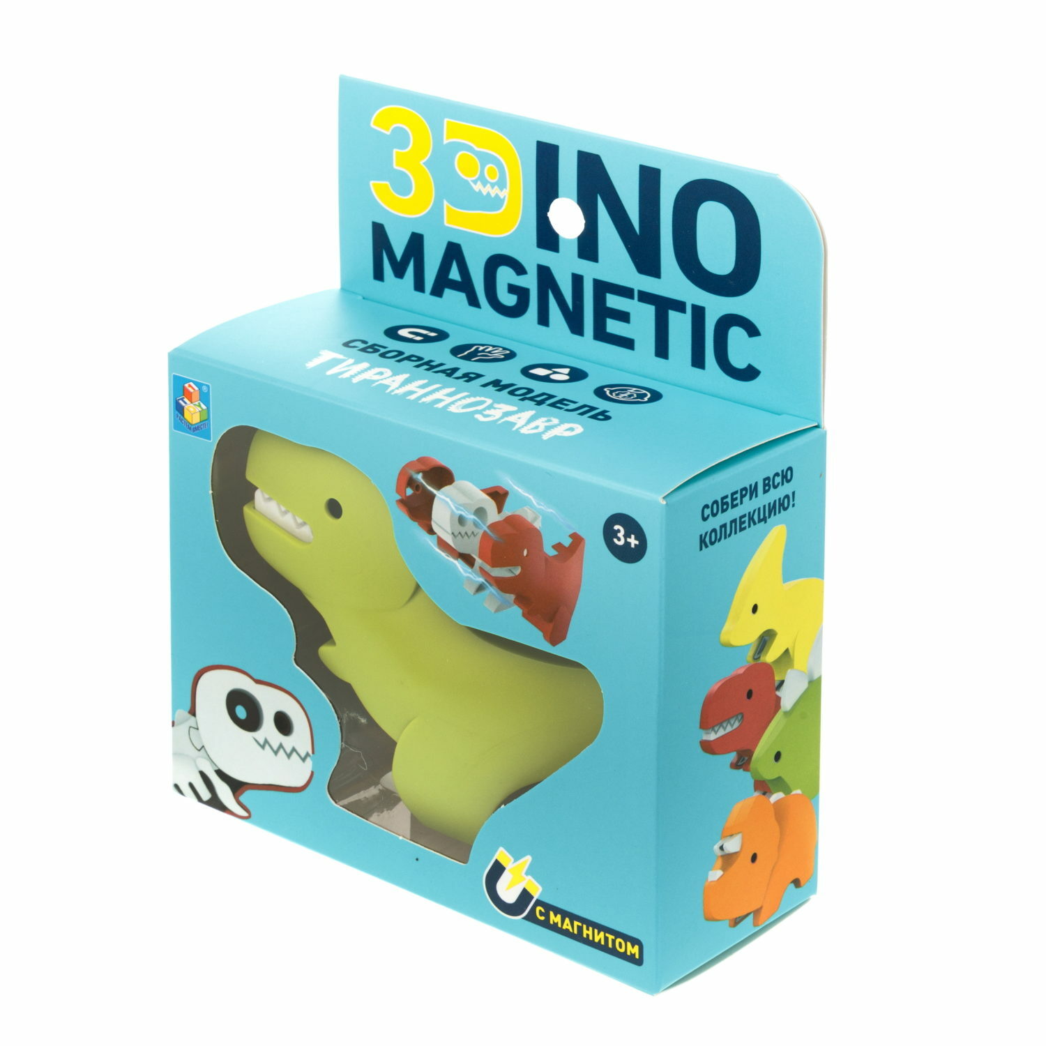 Конструктор монтессори 1TOY 3Dino Magnetic динозавр Тираннозавр зеленый - фото 9