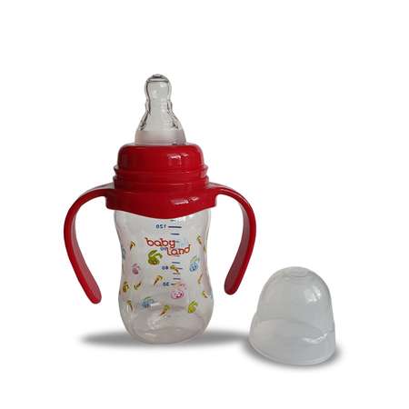 Бутылочка Baby Land с ручками 150мл с силиконовой соской Air System красный