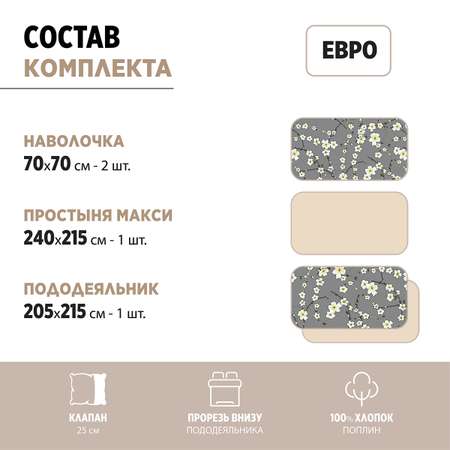 Комплект постельного белья Bravo Дайси евро наволочки 70х70 рис.6027-1+4670а-1