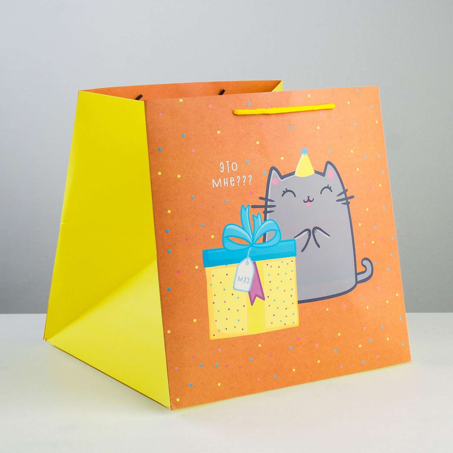 Пакет подарочный Дарите Счастье «Котик и тортик» - фото 1